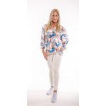  3/4-es ujjú csavart elejű ADÉL blúz /kék-krém-mokka/