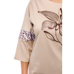 ALLOVER - Drapp ruha elején liliom virág mintával