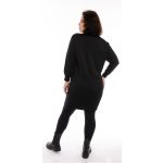  ALLOVER - Ferdén vágott fekete ruha tyúkláb mintával