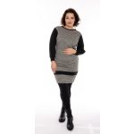  ALLOVER - Keresztbe vágott fekete ruha tyúklábmintával