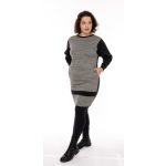  ALLOVER - Keresztbe vágott fekete ruha tyúklábmintával