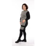  ALLOVER - Keresztbe vágott fekete ruha tyúklábmintával