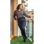  ALLOVER - Ferdén vágott sötétkék ruha geometriai mintával