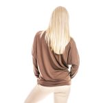 Basic hosszú ujjú hosszított ejtett vállú felső csokoládébarna színű