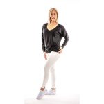 Basic hosszú ujjú hosszított ejtett vállú felső fekete színű