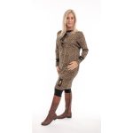 ALLOVER - ocelot mintás pulóverruha - fekete-bézs