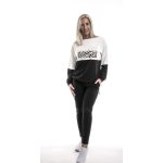 CITY T-shirt vonalú húzózsinóros női felső fekete-fehér absztrakt-dream minta