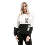  CITY T-shirt vonalú húzózsinóros női felső  fekete-fehér zebra nyomat