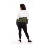 CITY T-shirt vonalú húzózsinoros női felső olivazöld-fehér absztrakt-dream 