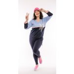  Elegáns húzózsinóros 3/4 -es ujjú felső VILÁGOSKÉK-SÖTÉTKÉK LILIOM