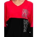 Elegáns húzózsinóros hosszú ujjú felső piros-fekete