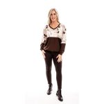 Elegáns húzózsinóros hosszú ujjú felső márvány-csoki