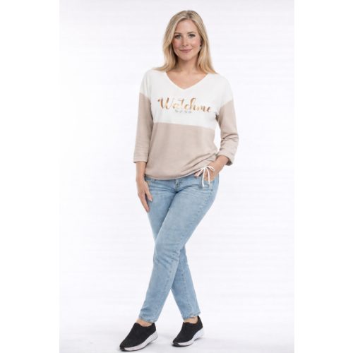  Elegáns húzúzsinóros tavaszi laza felső fehér-beige