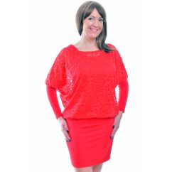 Rucy Fashion piros csipkés tunika trikóval
