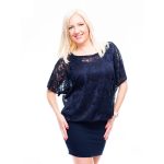 sötétkék csipke tunika, nyári alkalmi ruha, csipke fedős tunika, 