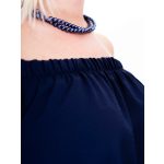 sötékékalklami ruha, sötétkék húzott vállú ruha, tavaszi alklami ruha,kismama alkalmi ruha