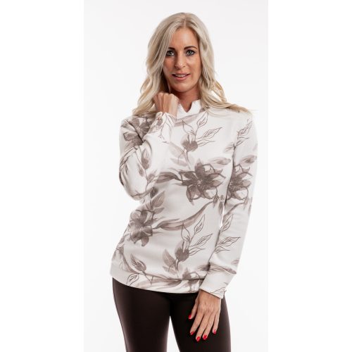  Rajzolt virág mintás kötött felső ekrü