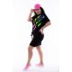  Fekete EASY elől kötős pamut ruha (neon glam nyomat)