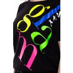  Fekete EASY elől kötős pamut ruha (neon glam nyomat)