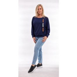 Hosszú ujjú sötétkék FASHION passzés felső