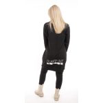 Hosszú ujjú fekete kámzsa nyakú sportos ruha