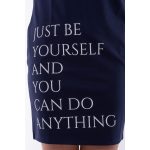 Rövid ujjú zsebes ruha (sötétkék- szöveges mintával)