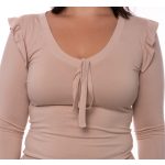 Hosszú ujjú V nyakú felső fodorral - DRAPP