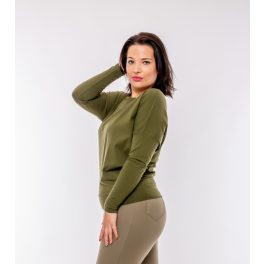 Hosszú ujjú ejtett vállú passzés felső - olivazöld