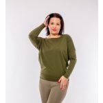 Hosszú ujjú ejtett vállú passzés felső - olivazöld