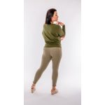 Hosszú ujjú ejtett vállú passzés felső - olivazöld