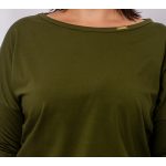 Hosszú ujjú ejtett vállú passzés felső - olivazöld