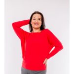 Hosszú ujjú ejtett vállú passzés felső - PIROS 