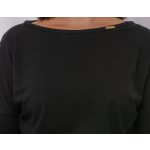 Hosszú ujjú ejtett vállú passzés felső - FEKETE 