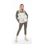 Hosszú ujjú keki alapon virág mintás gumis derekú felső