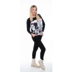 Hosszú ujjú képeslap mintás gumis derekú felső