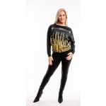 Hosszú ujjú, lakkbetétes, gold city mintás passzés aljú felső