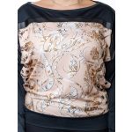 Hosszú ujjú passzés felső - drapp alapon barokk-gótik minta