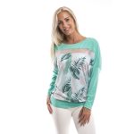 Hosszú ujjú mentalevél mintás passzés felső