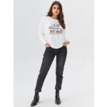 Basic hosszú ujjú női passzés felső krém-You look felirat