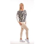  Hosszú ujjú passzés felső sötétkék-drapp hullám minta.