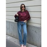  Basic hosszú ujjú női passzés felső burgundi You look felirat