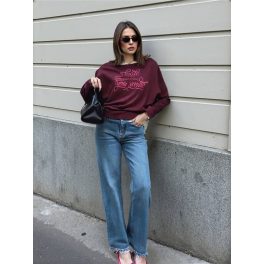    Basic hosszú ujjú női passzés felső burgundi You look felirat