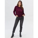  Basic hosszú ujjú női passzés felső burgundi You look felirat