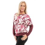  Hosszú ujjú passzés felső bordó rajzolt virág minta.