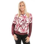  Hosszú ujjú passzés felső bordó rajzolt virág minta.