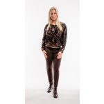 Hosszú ujjú női passzés felső fekete-bronzszínű csillogó részletekkel