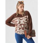 Boho mintás laza felső gumirozott derékkal csokoládé