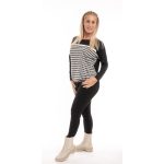 Sportos laza felső gumirozott derékkal fekete-tyúklábminta