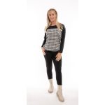 Sportos laza felső gumirozott derékkal fekete-tyúklábminta