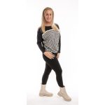 Sportos laza felső gumirozott derékkal fekete-tyúklábminta